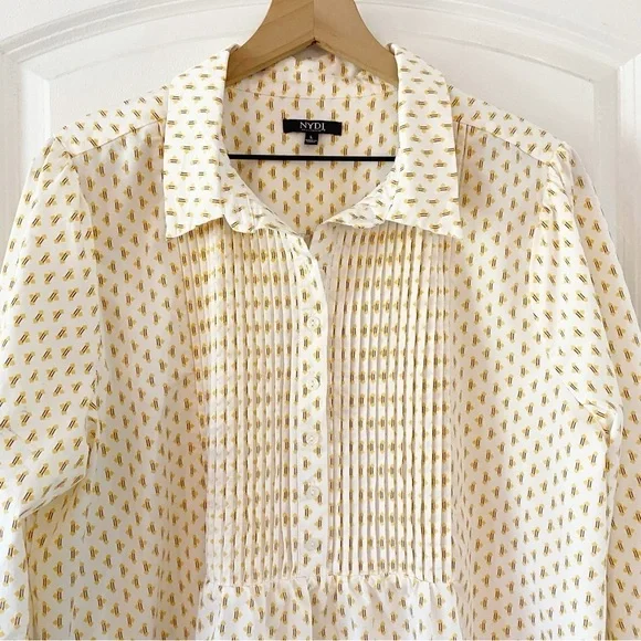 NYDJ Pleated Tunic Top Maison Geo Size Large - Picture 7 of 12